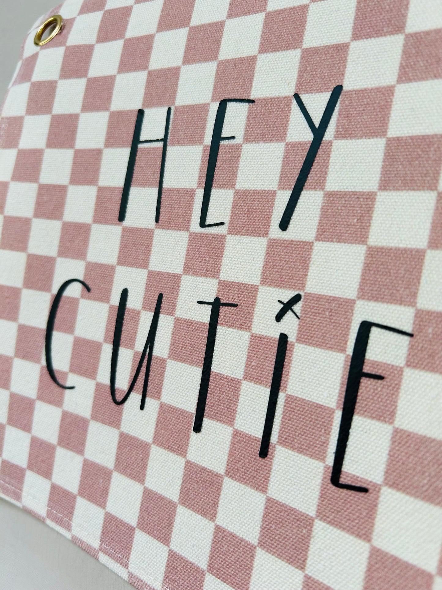 pink checkerboard wall flag